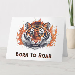 Cartão Tigre ferido com chamas - Texto personalizável