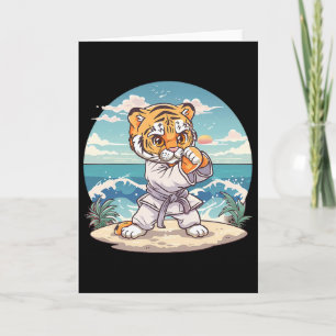 Cartão Tigre Fofo de Caratê Kickboxing Taekwondo Jiu-jits