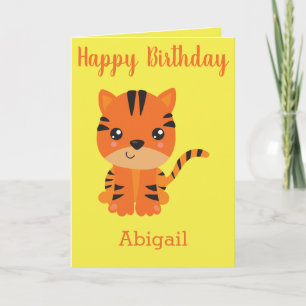 Cartão Tigre menina aniversariante