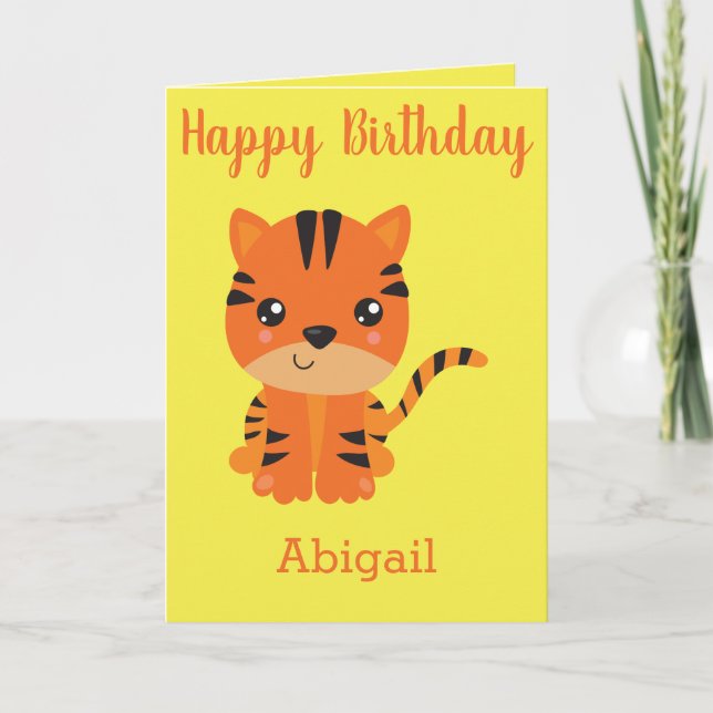 Cartão Tigre menina aniversariante (Frente)