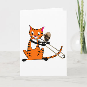 Cartão Tigre Tocando Trombone