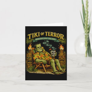 Cartão Tiki do Terror Monstro Luau Havaiano Verão