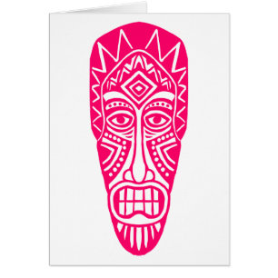 Cartão Tiki Mask - Neon Red