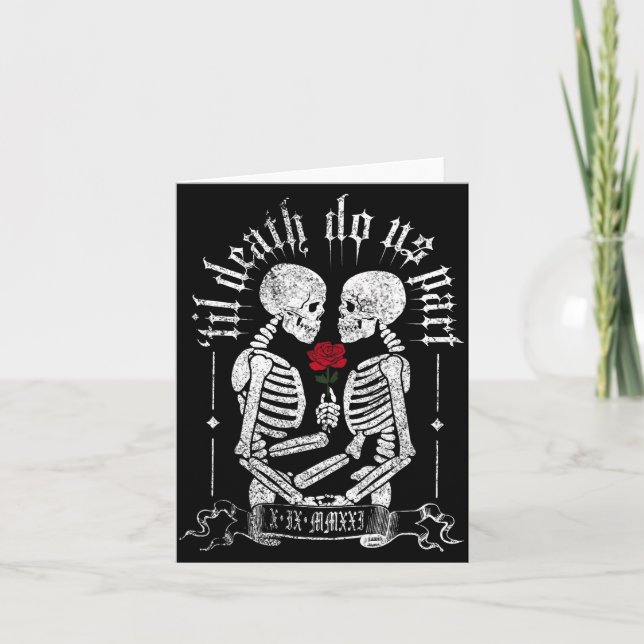 Cartão Til Death Do Us Part Couple Skeleton Halloween Men (Frente)