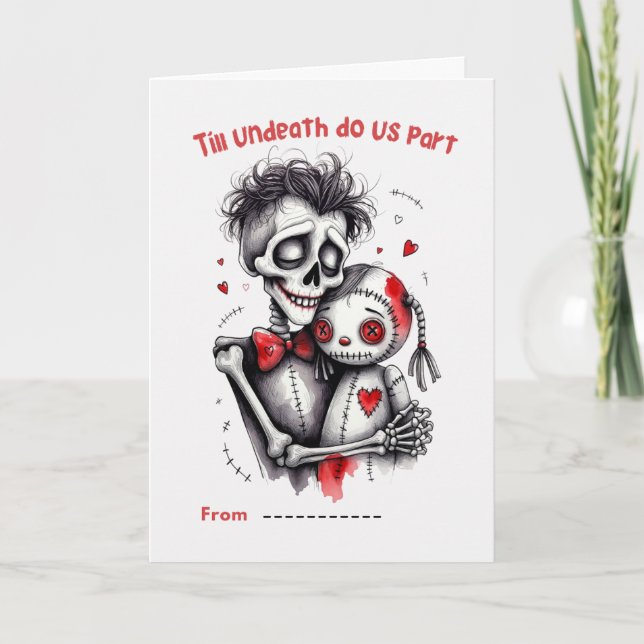 Cartão Till Undeath Do Us Part Skeleton Couple Valentine  (Frente)
