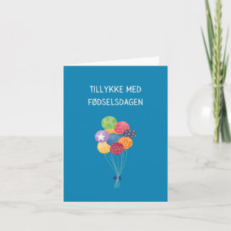 Cartão Tillykke med fødselsdagen, feliz aniversário na Di