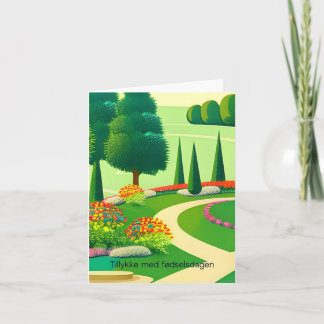 Cartão Tillykke med fødselsdagen, feliz aniversário na Di