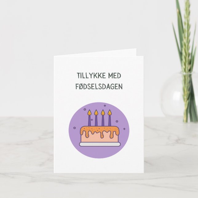 Cartão Tillykke med fødselsdagen, feliz aniversário na Di (Frente)