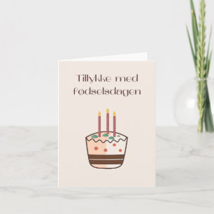 Cartão Tillykke med fødselsdagen, feliz aniversário na Di