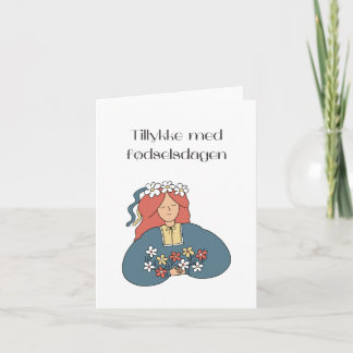 Cartão Tillykke med fødselsdagen, feliz aniversário na Di