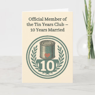 Cartão Tin Years Club Vintage Emblem 10th Anniversary