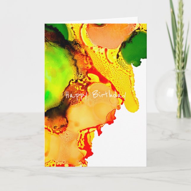 Cartão tinta abstrato de álcool verde (Frente)