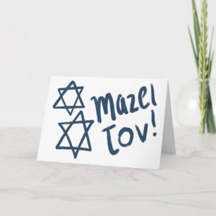 Cartão Tinta azul personalizável MITZVAH para BAR TOV MAZ