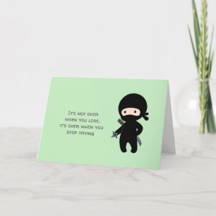 Cartão Tiny Ninja Holding Throwing Star Quote Blank