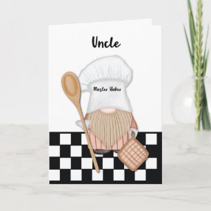 Cartão Tio Birthday Whimsical Gnome Baker Baking