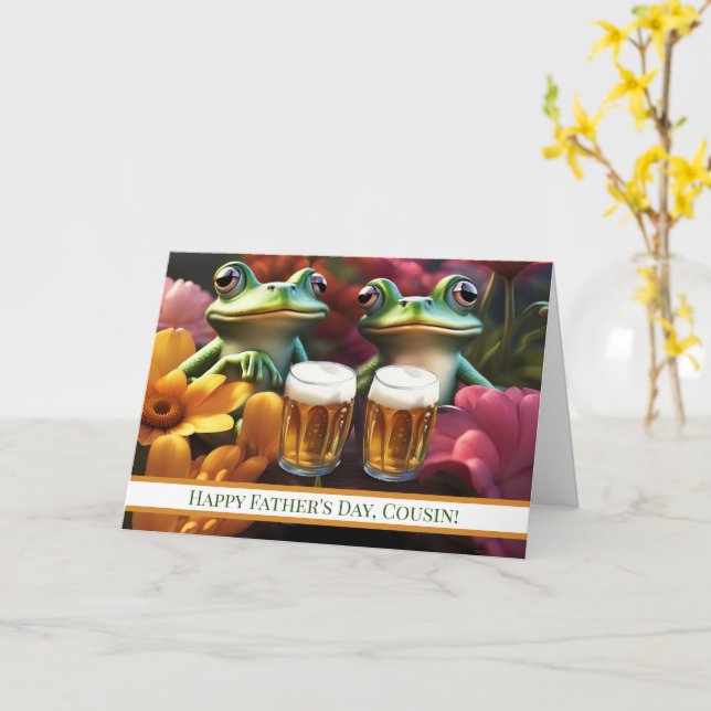 Cartão Tio Feliz Dia dos Pais com Rãs Engraçadas (Flor Amarela)