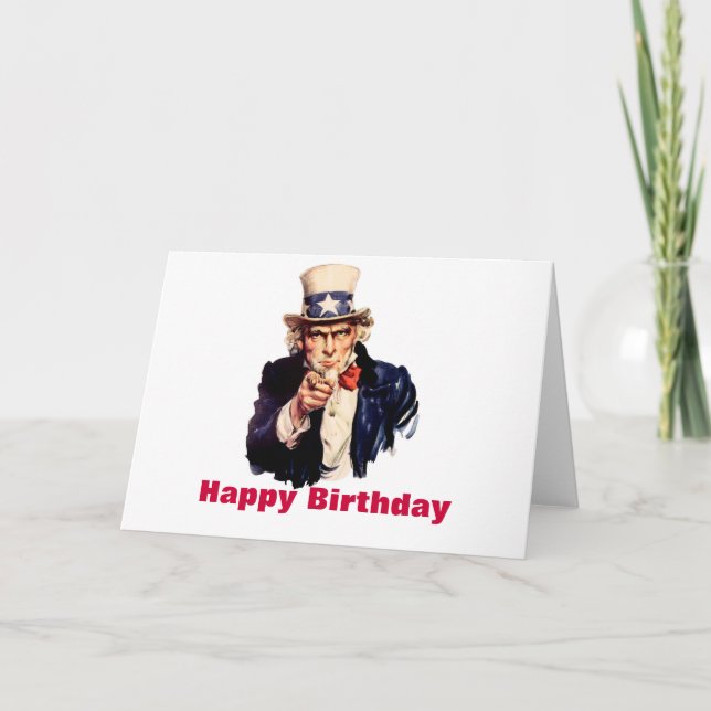 Cartão Tio Sam Happy Birthday Card (Frente)