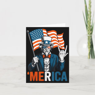Cartão Tio Sam Merica Rock Engraçado 4 de Julho Americano