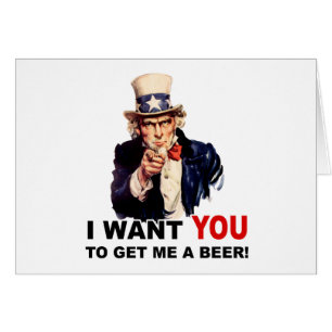 Cartão Tio Sam quer que me traga uma cerveja
