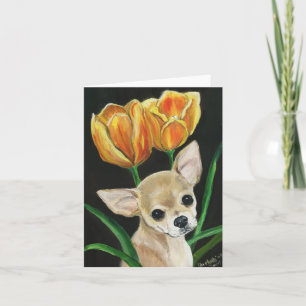 Cartão "Tip Toeing Thru The Tulips" Chihuahua Notecard