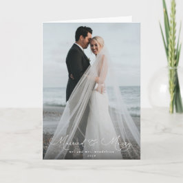 Cartão Tipo de Letra de Script Elegante Casado+Foto de Na