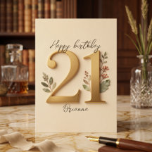 Tipografia Botânica em Ouro Elegante Aniversário d