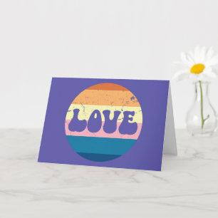 Cartão Tipografia de Amor Retro em Listras Vintage do Pôr