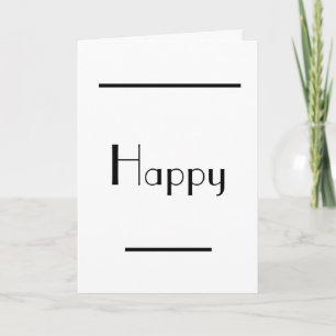 Cartão Tipografia Mínima Art Déco Feliz Aniversário