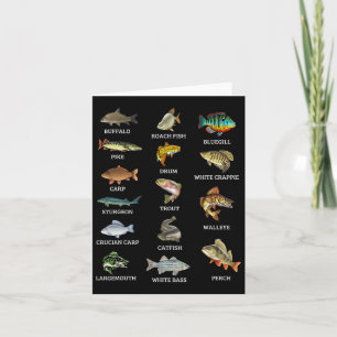 Cartão Tipos De Espécies De Peixes Águas frescas Pescador