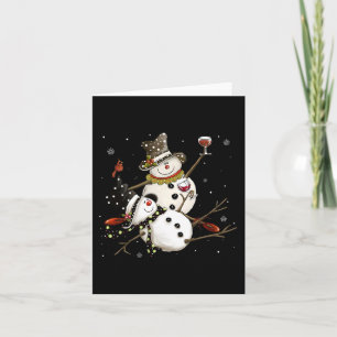Cartão Tipsy Snowman Holiday Season Bebendo Wine Snowmen