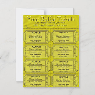 Cartão Tíquetes Faux Gold Foil Raffle