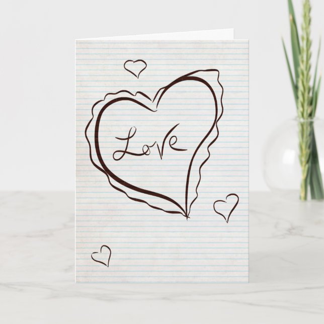 Cartão tirado mão do dia dos namorados do coração (Frente)