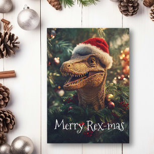 Cartão Tiranossauro Natal Dinossauro
