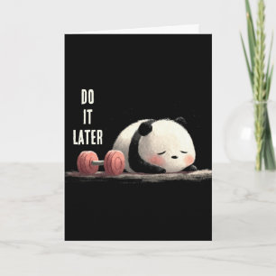 Cartão Tired Panda Gym – Arte Divertida de Treino Fofa