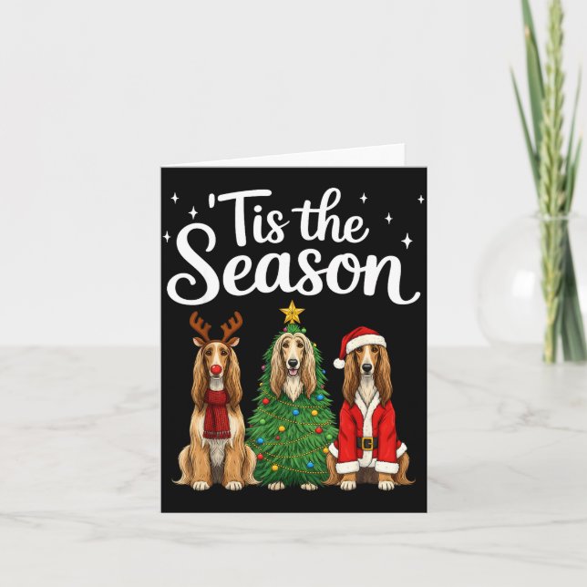 Cartão Tis The Season Afghan Hound Christmas Santa Dog Lo (Frente)