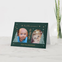 Cartão Tis the Season Green Christmas Photo Two Arches