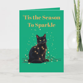 Cartão Tis the Season To Sparkle Black Cat Entangled