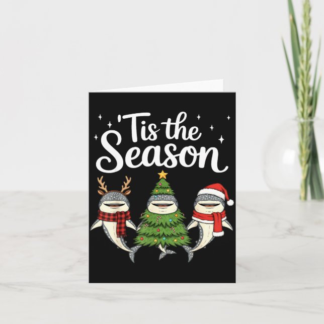 Cartão Tis The Season Whale Shark Christmas Santa  (Frente)