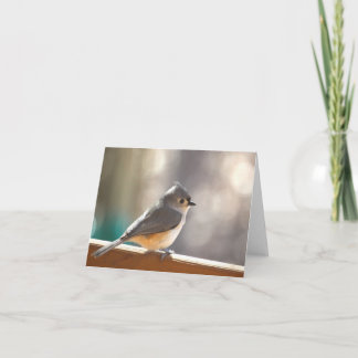 Cartão Titmouse adornado Notecard - vazio para dentro