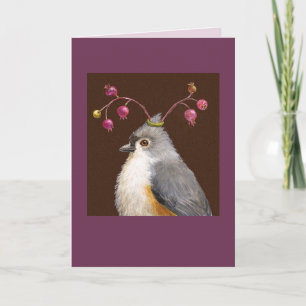 Cartão Titmouse e bagas