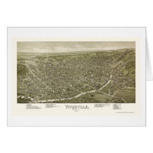 Cartão Titusville, mapa panorâmico do PA - 1895