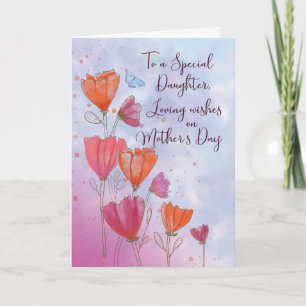 Cartão To Daughter Mothers Day Love with Orange and Pink