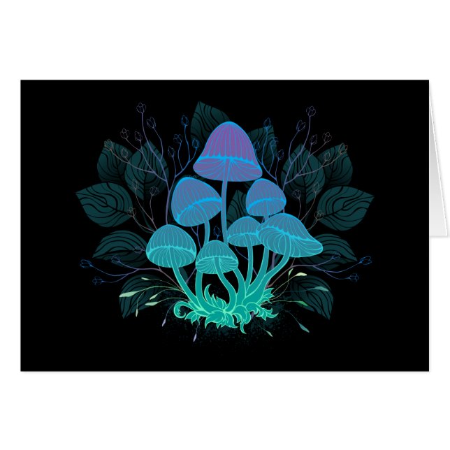 Cartão Toadstools em arbustos (Frente Horizontal)