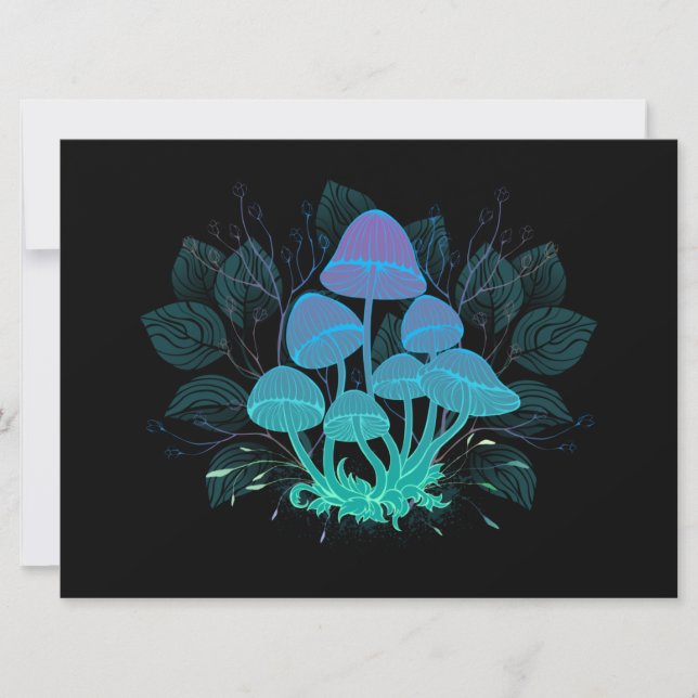 Cartão Toadstools em arbustos (Frente)