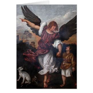 Cartão Tobias e Raphael do arcanjo - Titian