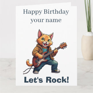 Cartão Toca violão gato laranja