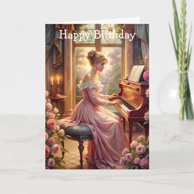 Cartão Tocando O Piano (Frente)