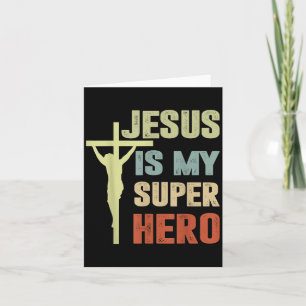 Cartão Toddler Jesus é meu super-herói filho de Deus cris