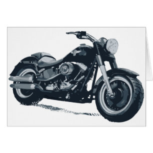 Cartão Todo garoto ama uma moto americana azul-gorda