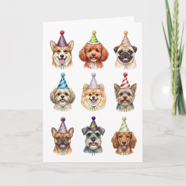 Cartão Todos Estrela Fofos Cachorros Pequenos Texto Perso (Frente)